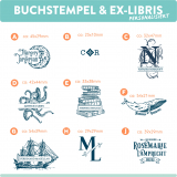 Buchstempel / Ex-Libris mit Wunschinitialen/Namen...