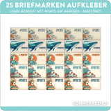 25 Briefmarkenaufkleber auf A4-Papierbogen angestanzt 25...