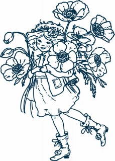 Mädchen mit Blumenstrauß 48x68mm