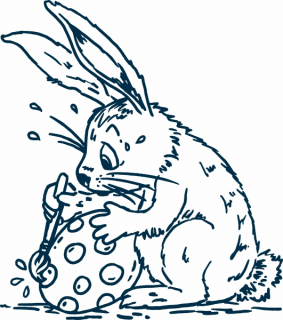 schwitzender malender Osterhase 33x37mm