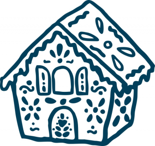 Lebkuchenhaus 3D mit perspektive 27x26mm