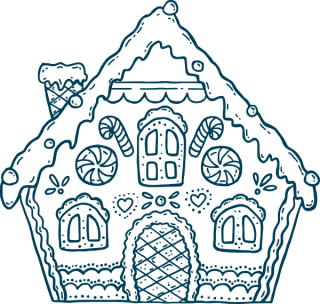 Lebkuchenhaus Front 2D detailliert 37x35mm