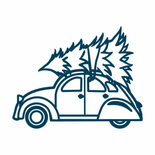 Auto mit Weihnachtsbaum