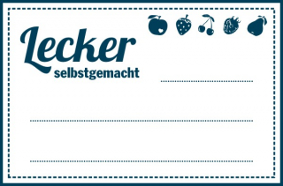 Label eckig "Lecker selbstgemacht Früchte" 58x38mm