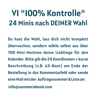 V1 "100% Kontrolle": 24 Minis nach DEINER Wahl