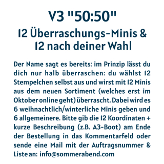 V3 "50:50": 12 Überraschungs-Minis - 12 nach deiner Wahl